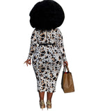 Leopard Print Women's Dresses Office Wear Womens Plus Size Formal Dress Church Dresses Plus Size 4xl 5xl 6xl