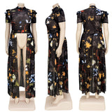 Plus Size Mesh Dress for XL-5XL Women Clothing Printing Dress Casual Clothing for Adult Plus Size Womens Dresses