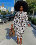 Leopard Print Women's Dresses Office Wear Womens Plus Size Formal Dress Church Dresses Plus Size 4xl 5xl 6xl