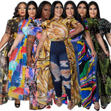 Plus Size Mesh Dress for XL-5XL Women Clothing Printing Dress Casual Clothing for Adult Plus Size Womens Dresses